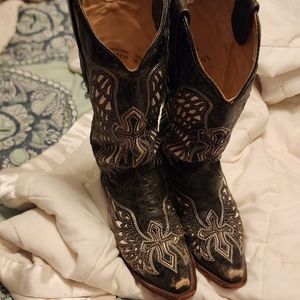 Corral Black Distressed Cross Boots size Women 7.5